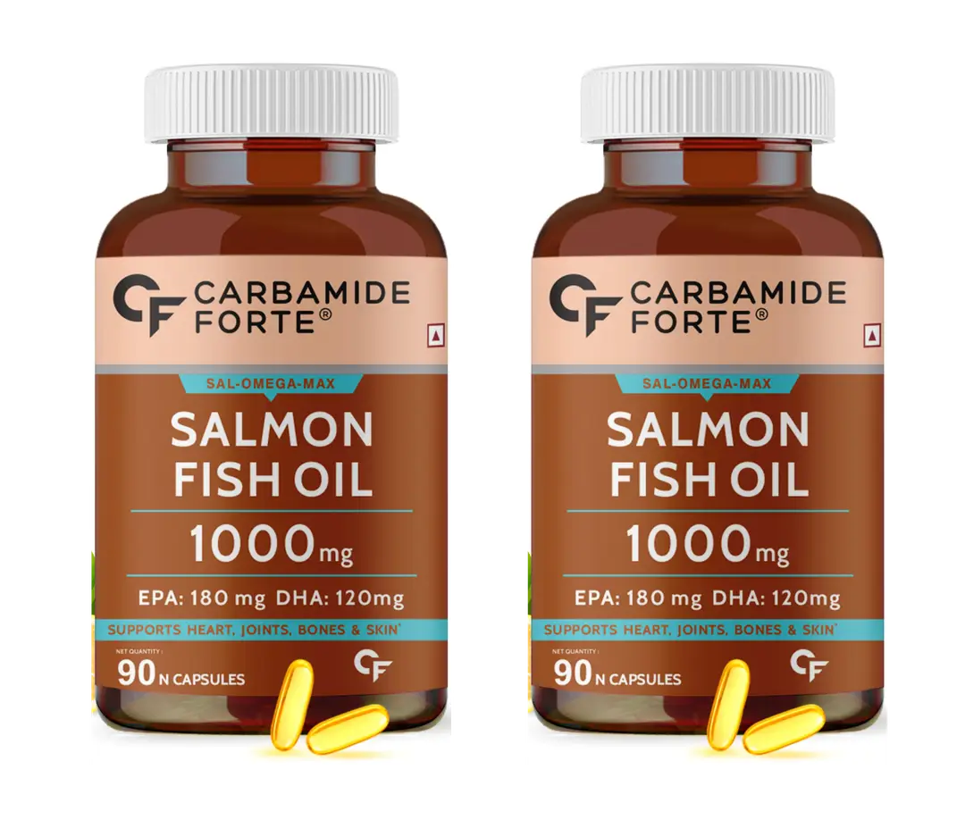 Carbamide Forte - Salmon Fish Oil Omega 3 Capsule 1000 mg - Pack of 2 (180 Capsules)