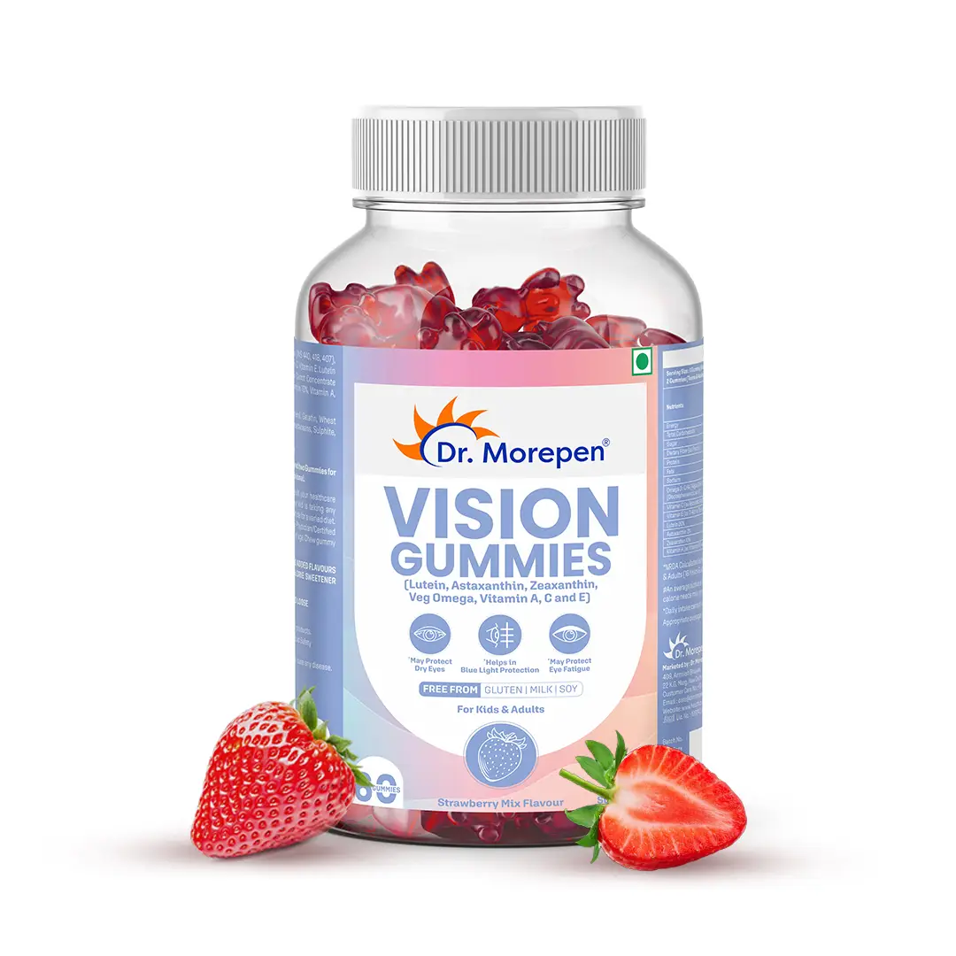 Dr. Morepen Vision Gummies with Lutein, Astaxanthin, Zeaxanthin for Eye Health - Pack of 1 (60 Gummies)