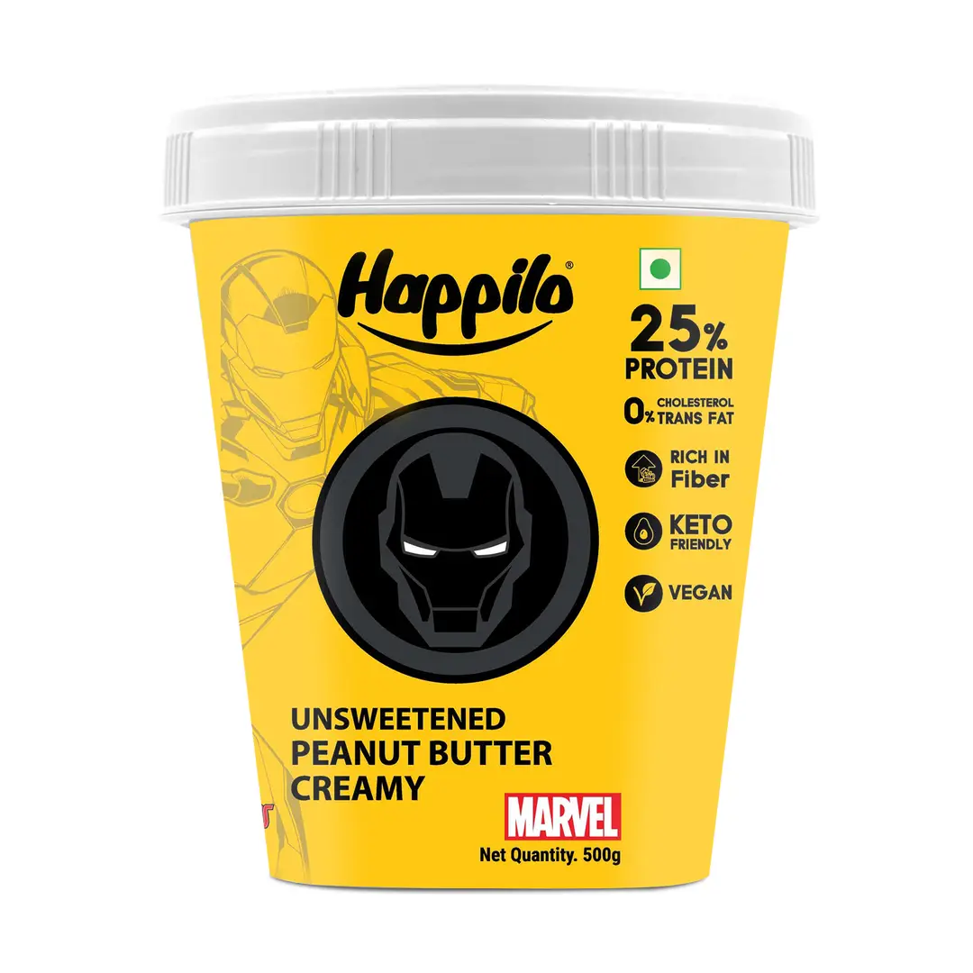 Happilo Marvel Unsweetened Peanut Butter for Weight Management - Creamy,510 gm