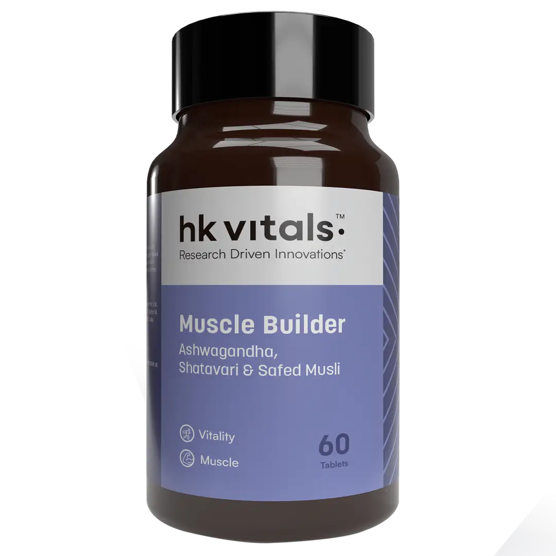 hk vitals Muscle Builder (60 Tablets) | Blend of Ashwagandha, Shatavari and Safed Musli | For Immunity, Muscle Strength and Vitality - Pack of 1 (60 Tablets)