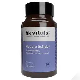 hk vitals Muscle Builder (60 Tablets) | Blend of Ashwagandha, Shatavari and Safed Musli | For Immunity, Muscle Strength and Vitality