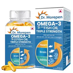 Dr. Morepen Omega 3 Deep Sea Fish Oil Triple Strength 900mg with DHA and EPA for Healthy Heart, Brain & Joints icon