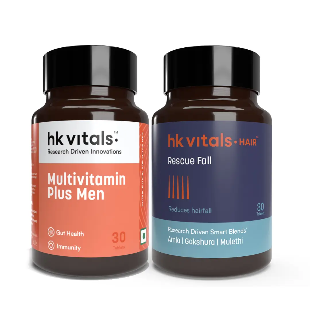 hk vitals Multivitamin Plus Men (30 Tablets) and Hair Rescue Fall (30 Tablets) - (Combo Pack)