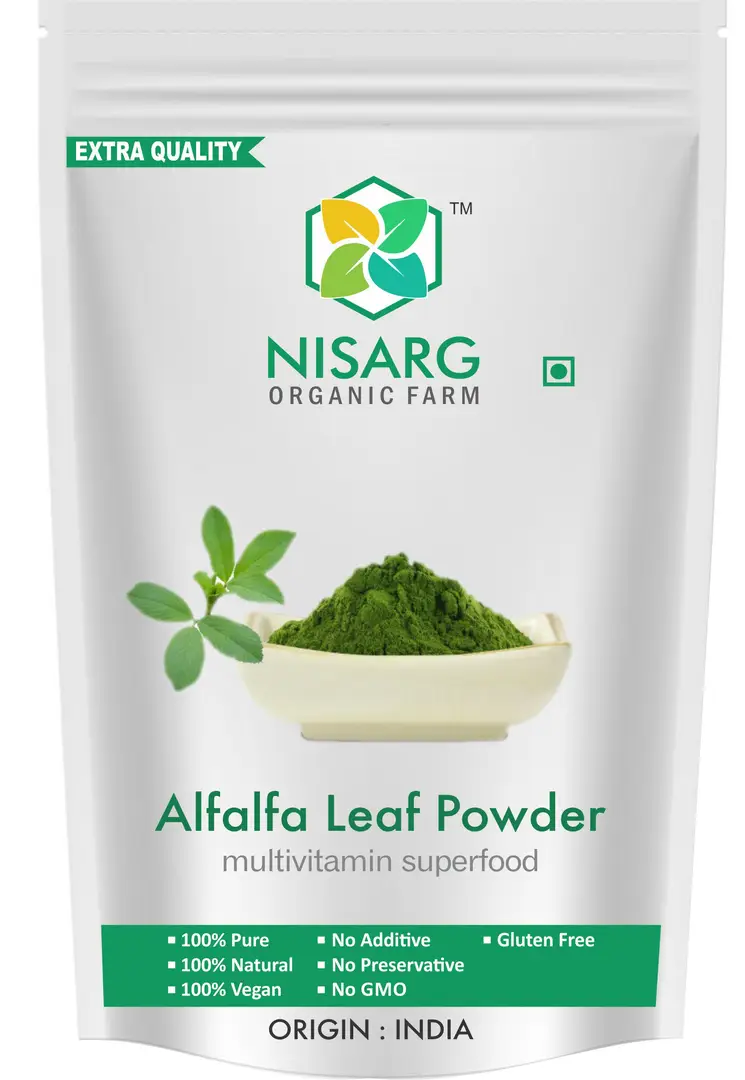 Nisarg Organic Alfalfa Leaf Powder | Benefits for blood sugar management - Pack of 1 (100gm Powder)