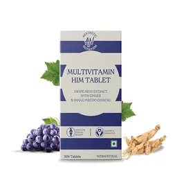 Aesthetic Nutrition Multivitamin Him for Men with Grape Seed Extract, Ginger, and Panax Pseudo Ginseng for Energy, Vitality, and Overall Health
