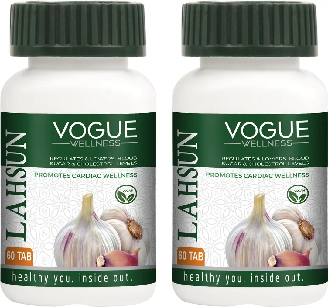 Vogue Wellness Lahsun Tablets for Healthy Heart, Regulates Blood Sugar - Pack of 2 (120 Tablets)
