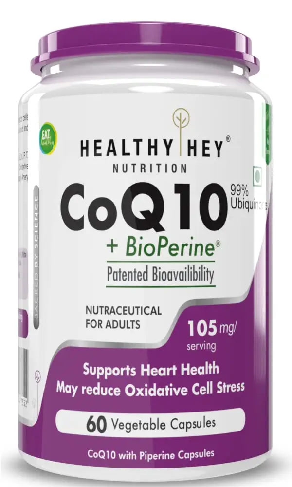 HealthyHey - Nutrition CoQ10 - Helps support heart function and cellular energy production - 60 Capsules - Pack of 1 (60 Capsules)