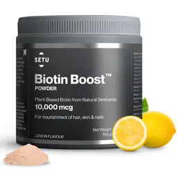 Setu Hair: Strong Powder | Plant Sesbania Biotin Extract, Bamboo Extract, Folic Acid, and Zinc supplement | Supplements for Hair Growth, Strong Hair | Lemon Flavour icon