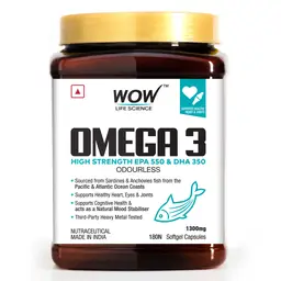 WOW Life Science - Omega-3 Capsules With Fish Oil - Fatty Acid Enriched 180 Capsules icon