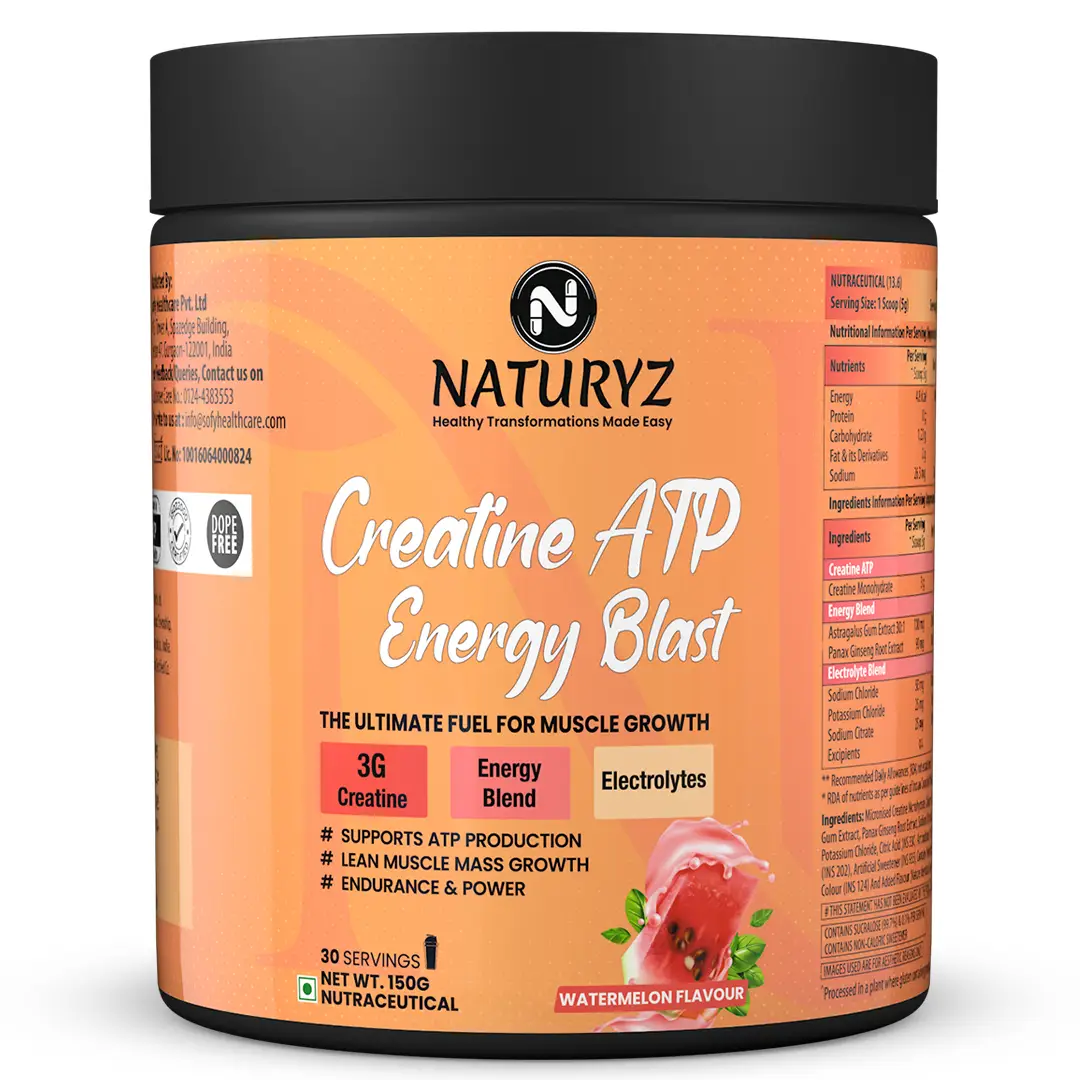 Naturyz Creatine ATP Energy Blast for Energy Blend and Electrolytes - Watermelon,150 gm