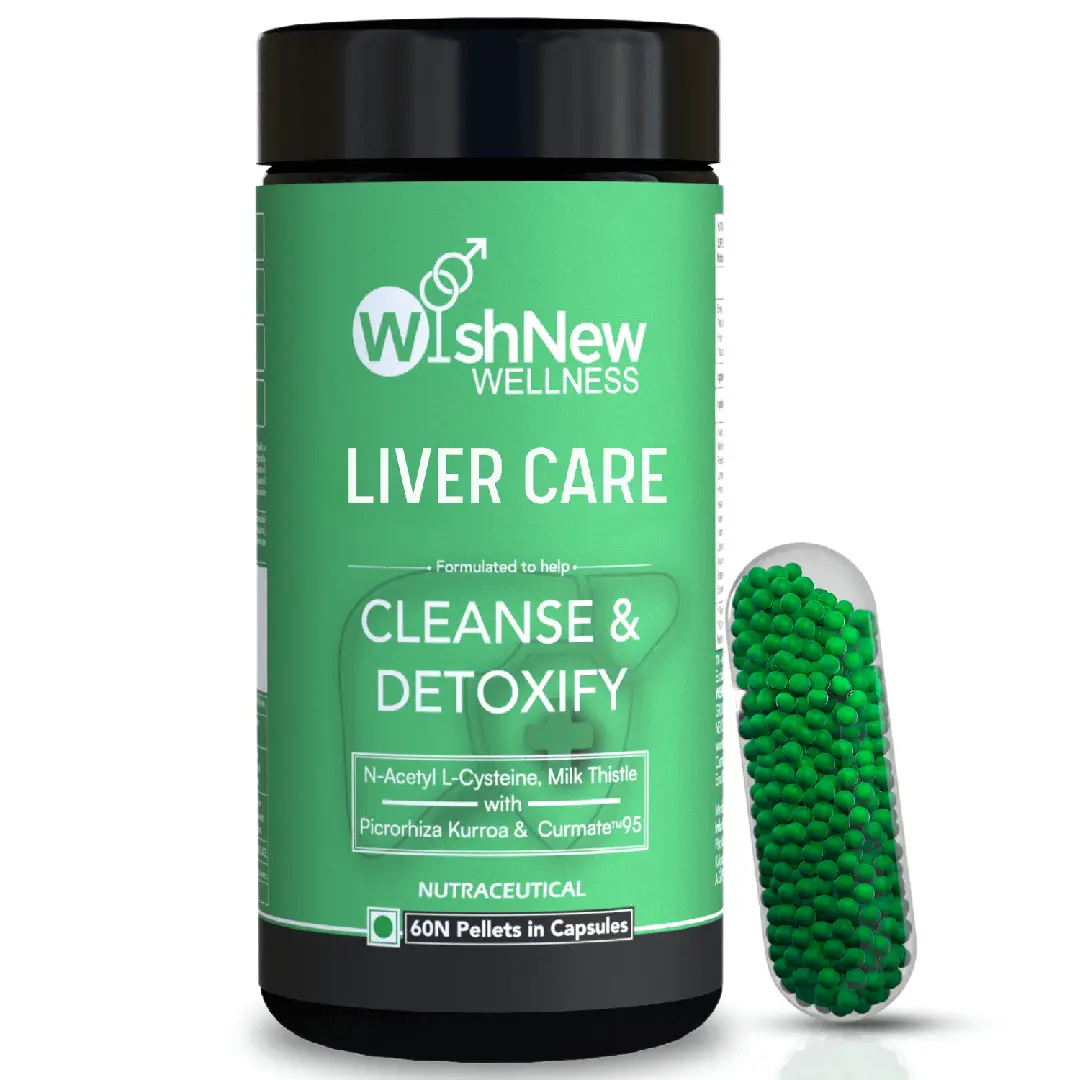 Wishnew Wellness Liver Care Detoxifying Liver Support With Nac, Milk Thistle, And Curmate for Liver Care - Pack of 1(60 Capsules)