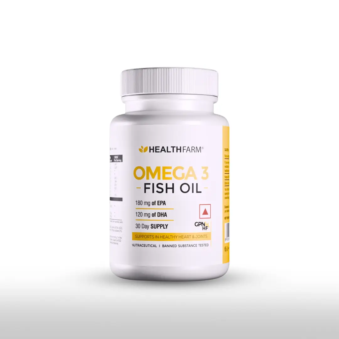 Healthfarm Fish Oil Omega 3 for Heart and Joint Health - Pack of 1 (60 Capsules)