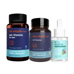 hk vitals Hairfall Solution Kit Stage 2 | Hair Multivitamin (60 Capsules), Hair Growth Serum (30ml) & DHT Blocker with Biotin (30 Tablets) | Combo Pack