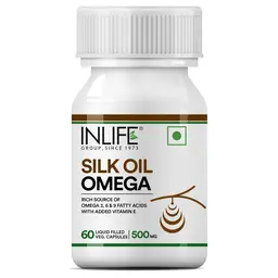 INLIFE - Silk Oil Veg Omega 3 6 9 Capsules, Daily Health Supplement for Heart Health, Men Women, 500mg - 60 Vegetarian Capsules icon