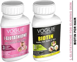 Vogue Wellness L Glutathione and Biotin Tablets for Glowing Skin and Hair Growth (Combo) icon