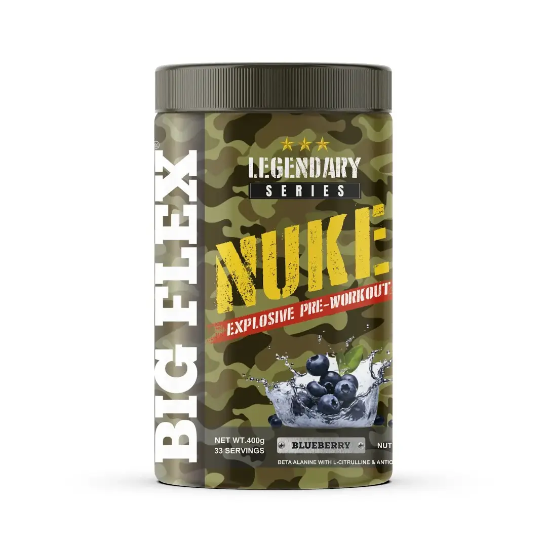 Bigflex Nuke Explosive Pre-Workout for Increased Strength and Focus - Blueberry,400 gm