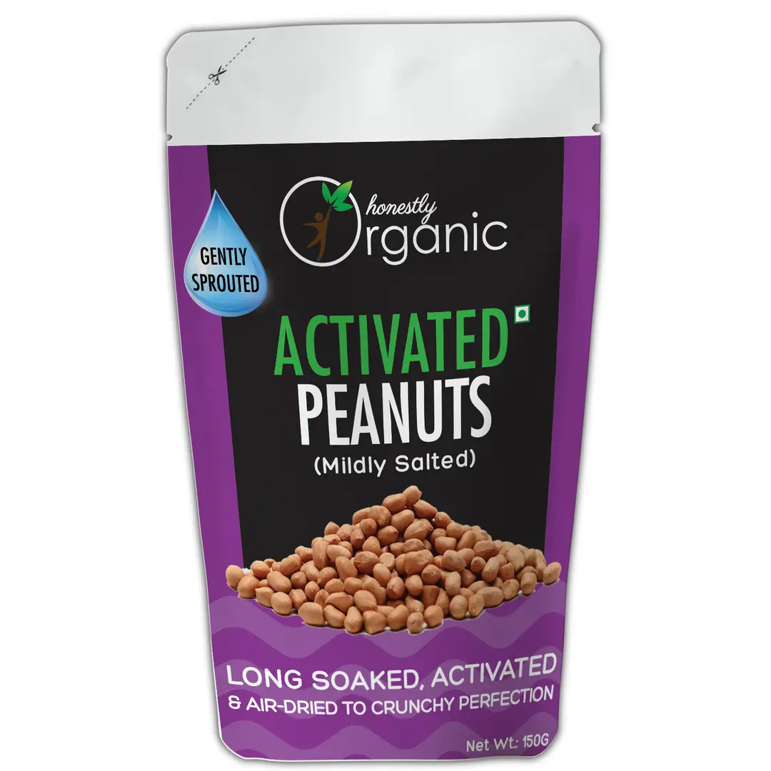 Honestly Organic - Activated Organic Peanuts - with Mildly Salted - for Weight Gaining - 150 gm