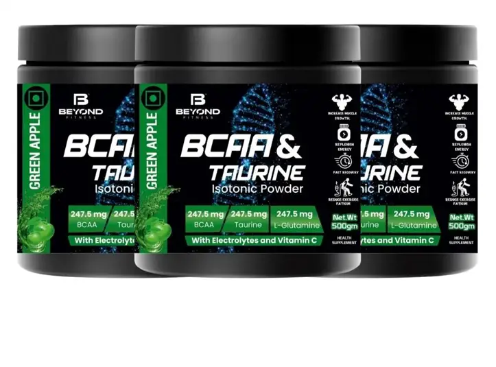 Beyond Fitness - BCAA & TAURINE Isotonic Energy Drink - with Electrolytes and vitamin c - Pack of 3 (1500 gm)