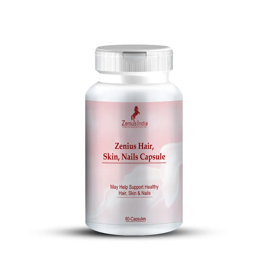 Zenius Hair, Skin, and Nails Capsules with Amla, Neem and Haridra for Overall Beauty - Pack of 1 (60 Capsules)