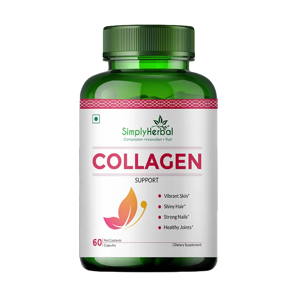 Simply Herbal Collagen Supplement for Healthy Skin & Shiny Hair|Optimal Skin - Collagen 60 Capsules - Pack of 1(60 Capsules)