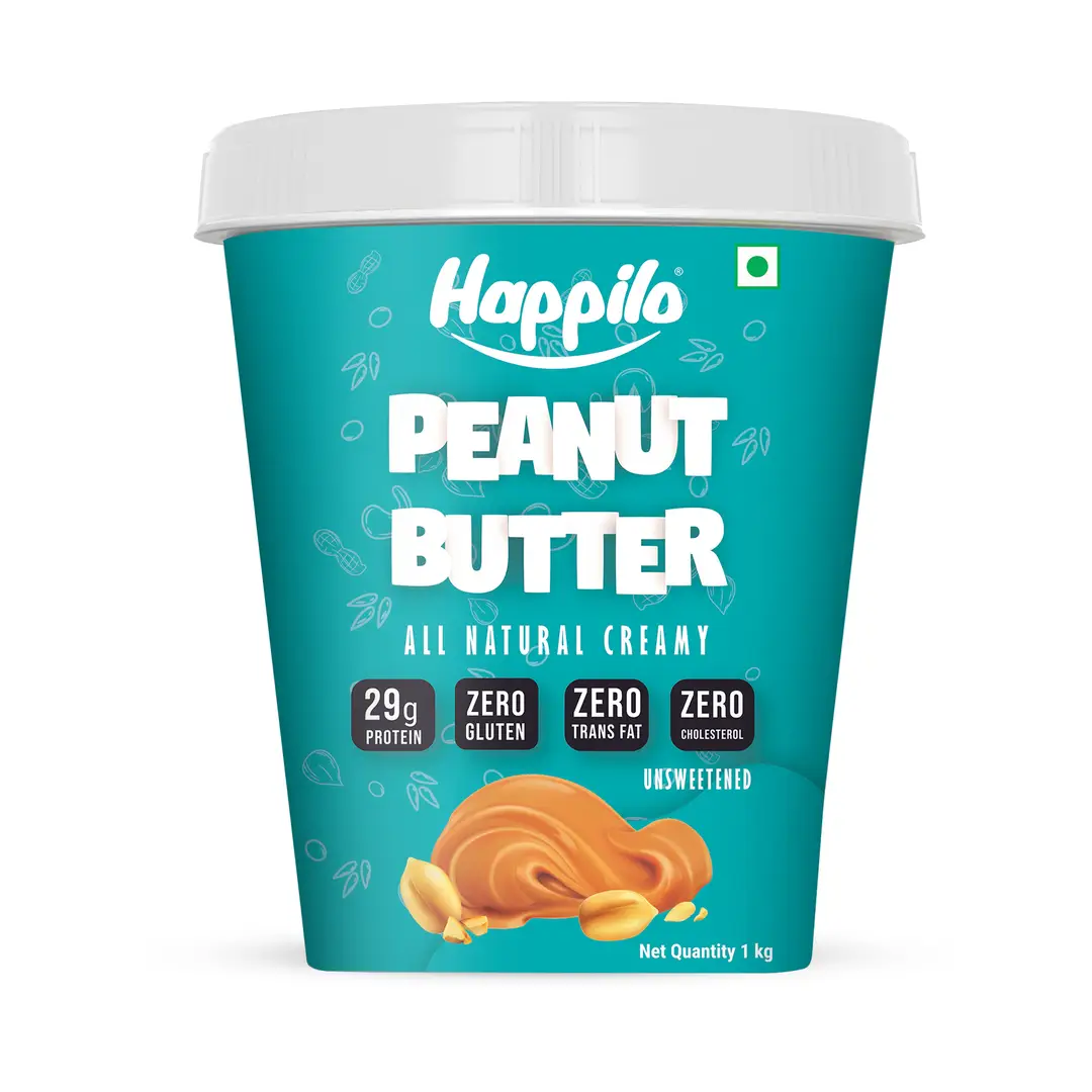 Happilo All Natural Unsweetened Peanut Butter for Weight Management - All Natural Creamy,1000 gm