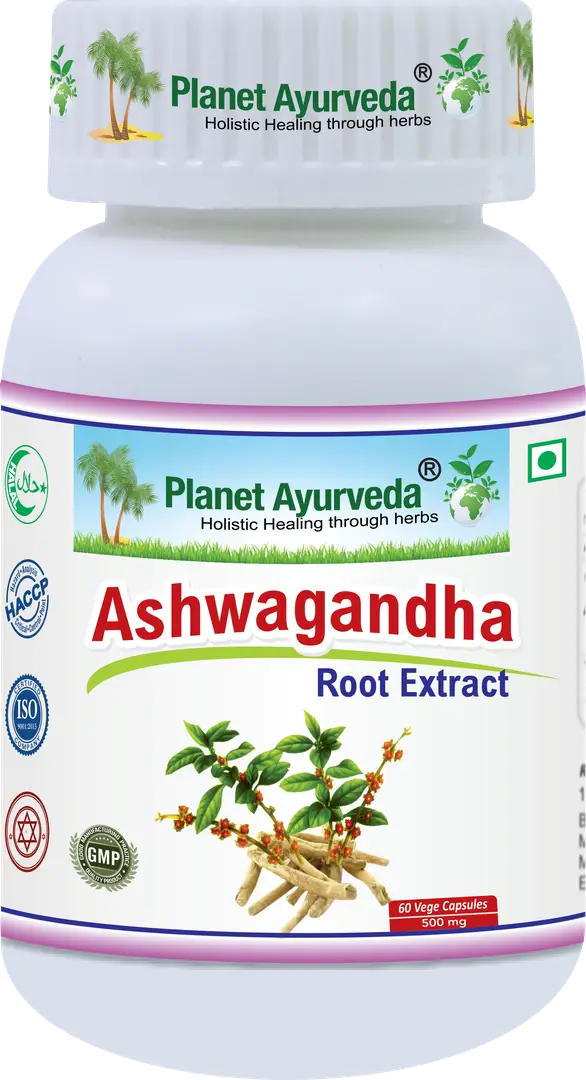 Planet Ayurveda Ashwagandha Capsules for Overall Health of the Body - Pack of 1 (60 Capsules)