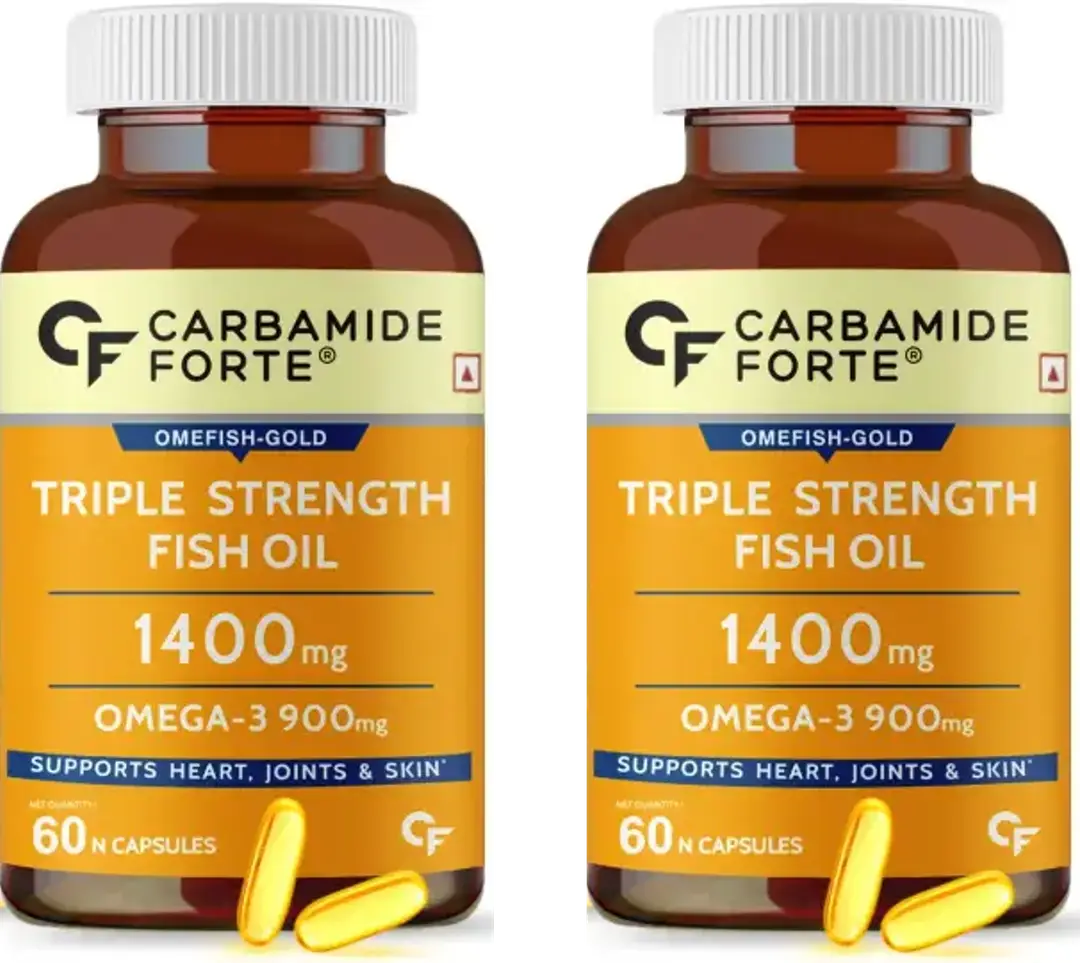 Carbamide Forte Triple Strength Fish Oil for Heart and Brain Health Support - Pack of 2 (120 Capsules)