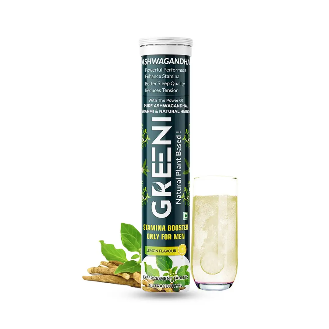 Greeni Ashwagandha with Brahmi for Improving Sleep Quality, And Reducing Tension - Pack of 1 (15 Effervescent Tablets)