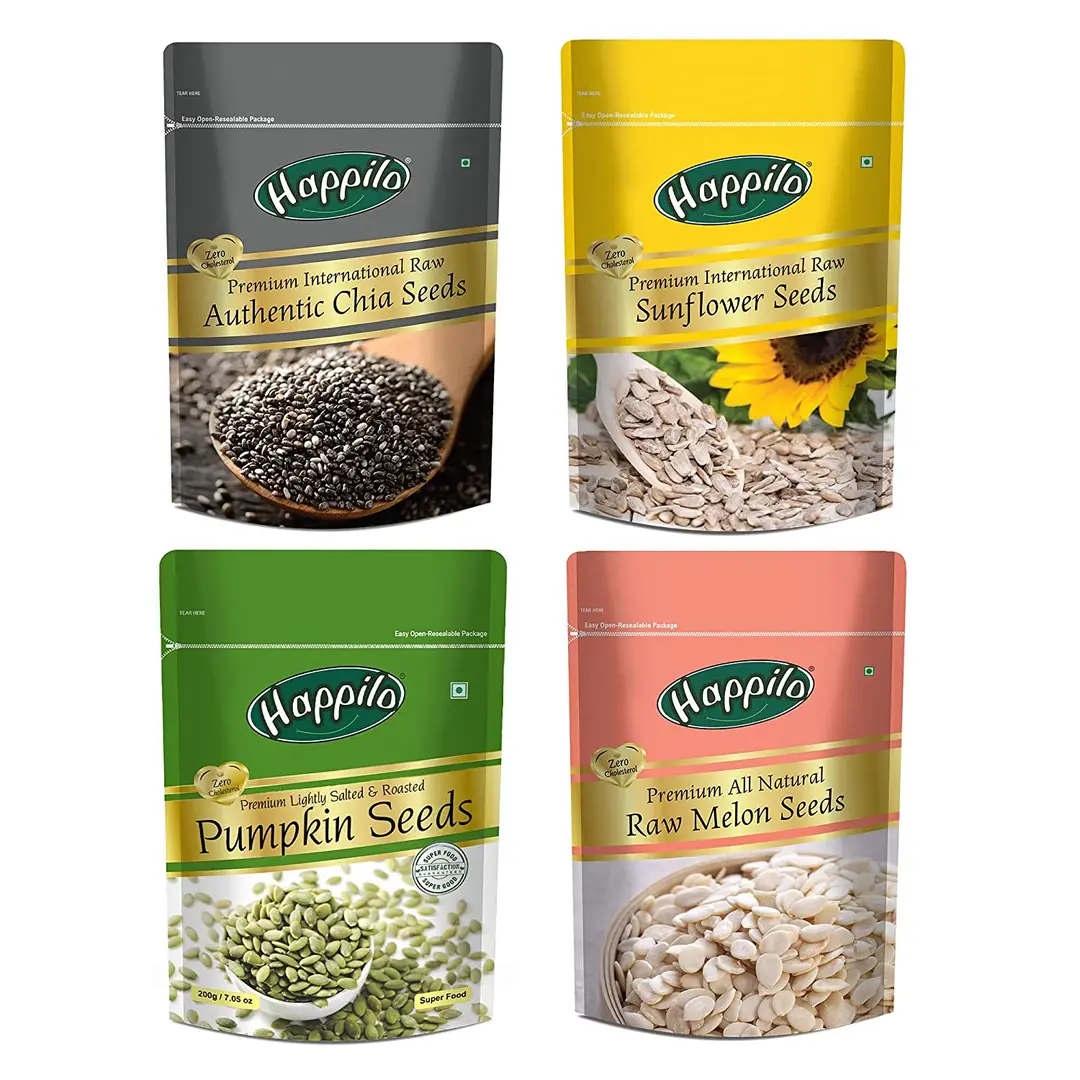 Happilo Healthy Raw Seeds (Chia, Sunflower, Pumpkin and Melon Seeds) Combo - 950 gm
