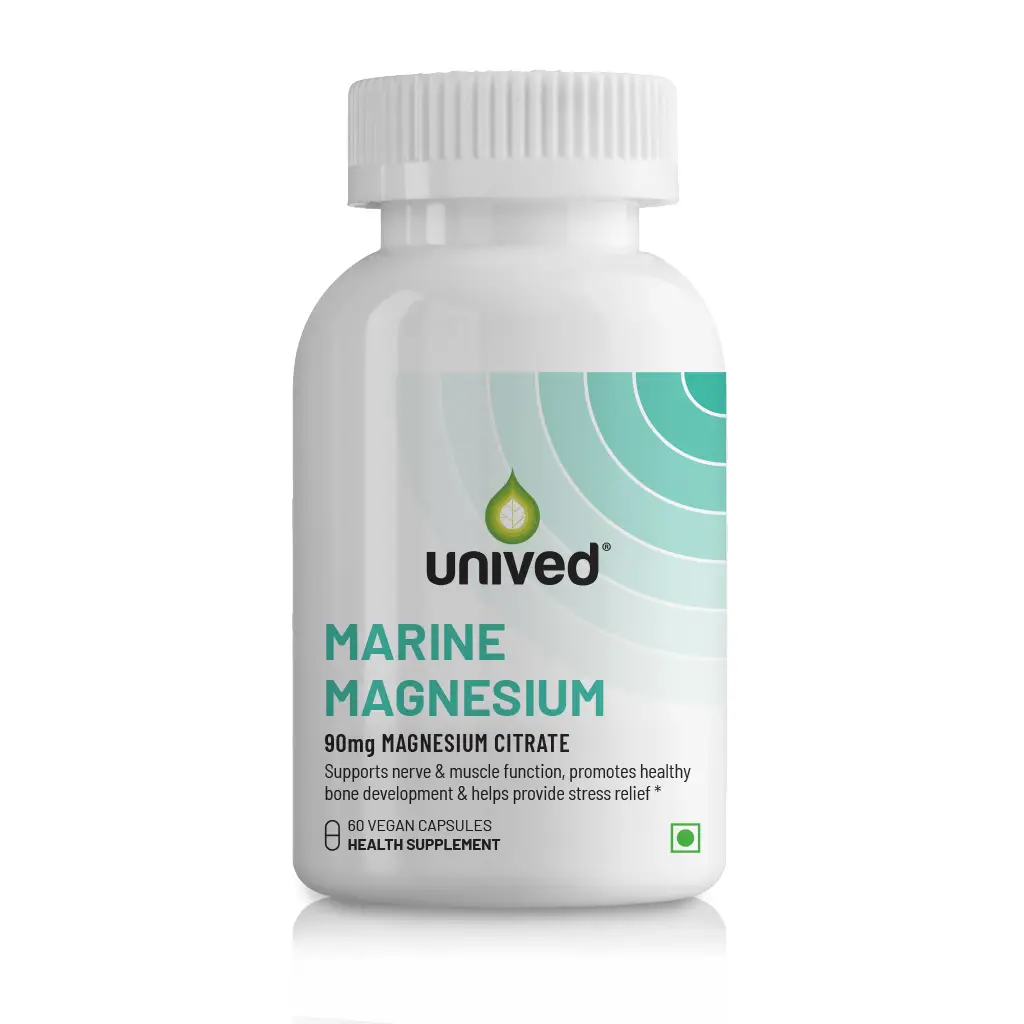 Unived - Marine Magnesium - With Sea Minerals - For Healthy Muscles Function - Pack of 1(60 Capsules)