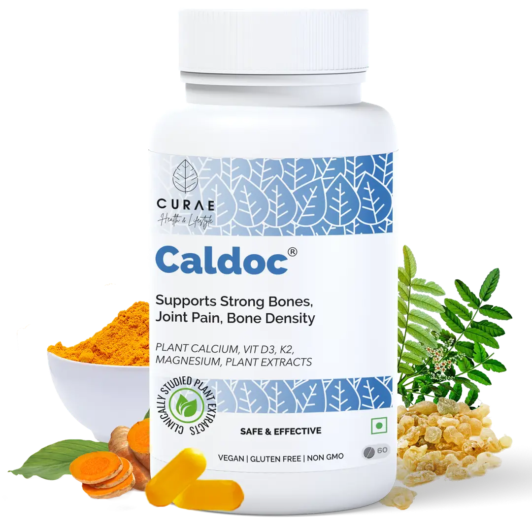 Curae Health - Caldoc - Supports strong bones, joint pains and bone density - Pack of 1 (60 Tablets)