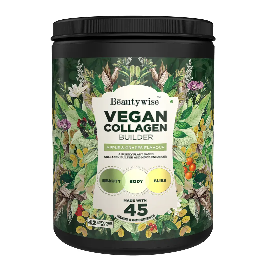 Beautywise Vegan Collagen Builder with Ashwagandha,Brahmi for Beauty and Wellness - Apple & Grapes,250 gm