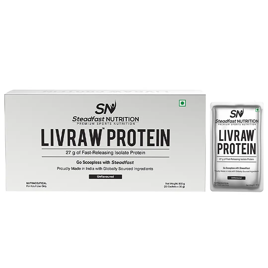 Steadfast Nutrition LIVRAW Protein Powder for Faster Recovery and Muscle Building - Pack of 1 (30 Sachets)