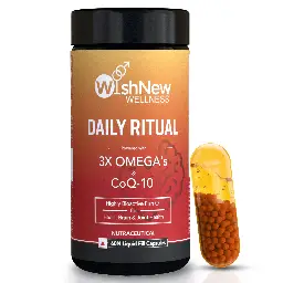 Wishnew Wellness Daily Ritual Triple Strength Fish Oil with Omega-3S and Coq-10 60 for Cardiovascular Health