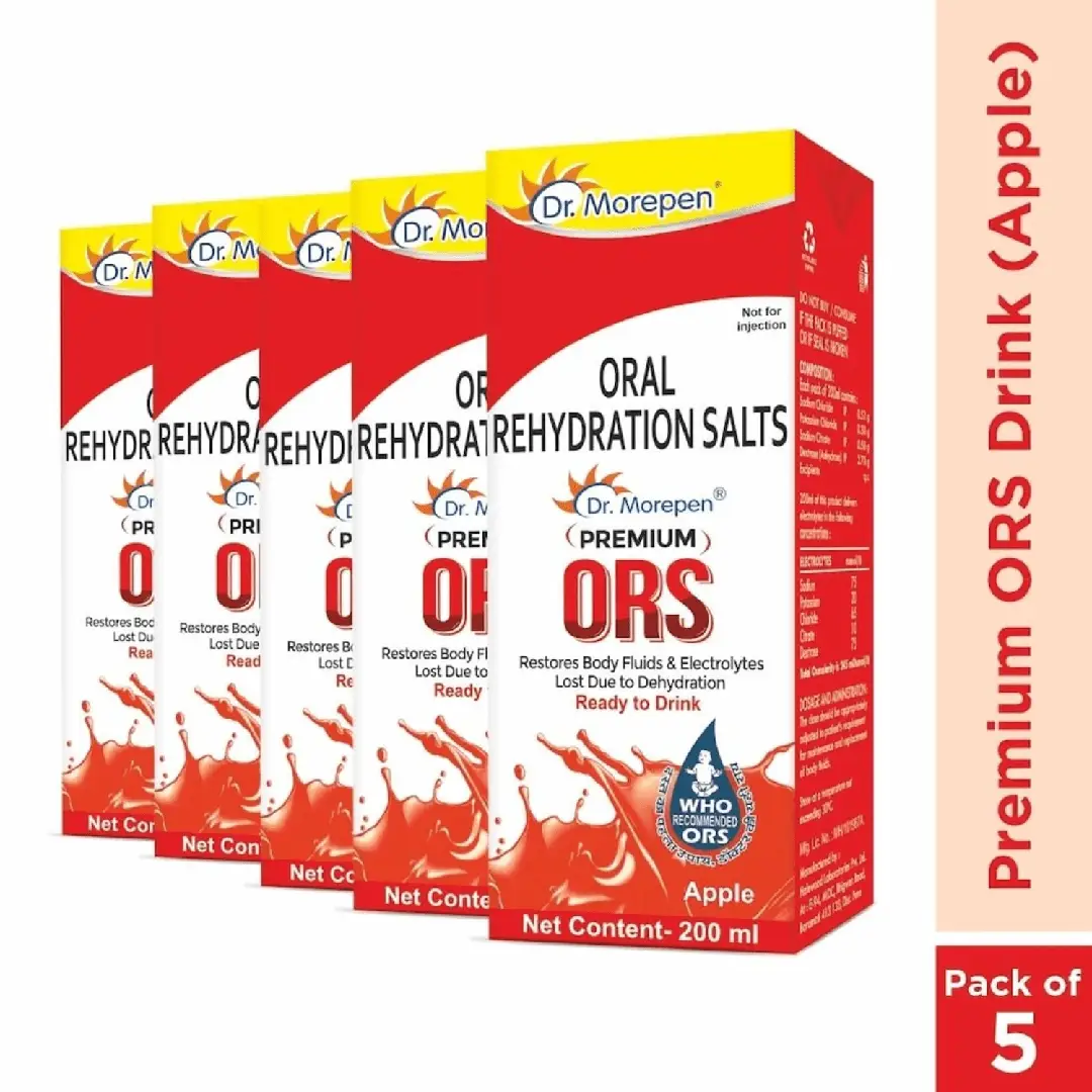 Dr. Morepen Premium ORS Drink With Electrolytes for Instant Hydration - Apple (1000 ml)