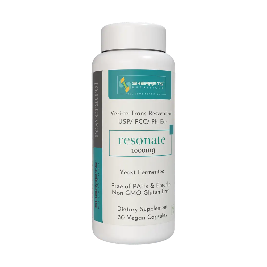 Sharrets Resonate - trans Resveratrol 1000mg for Heart & Skin care - Pack of 1 (30 Capsules)
