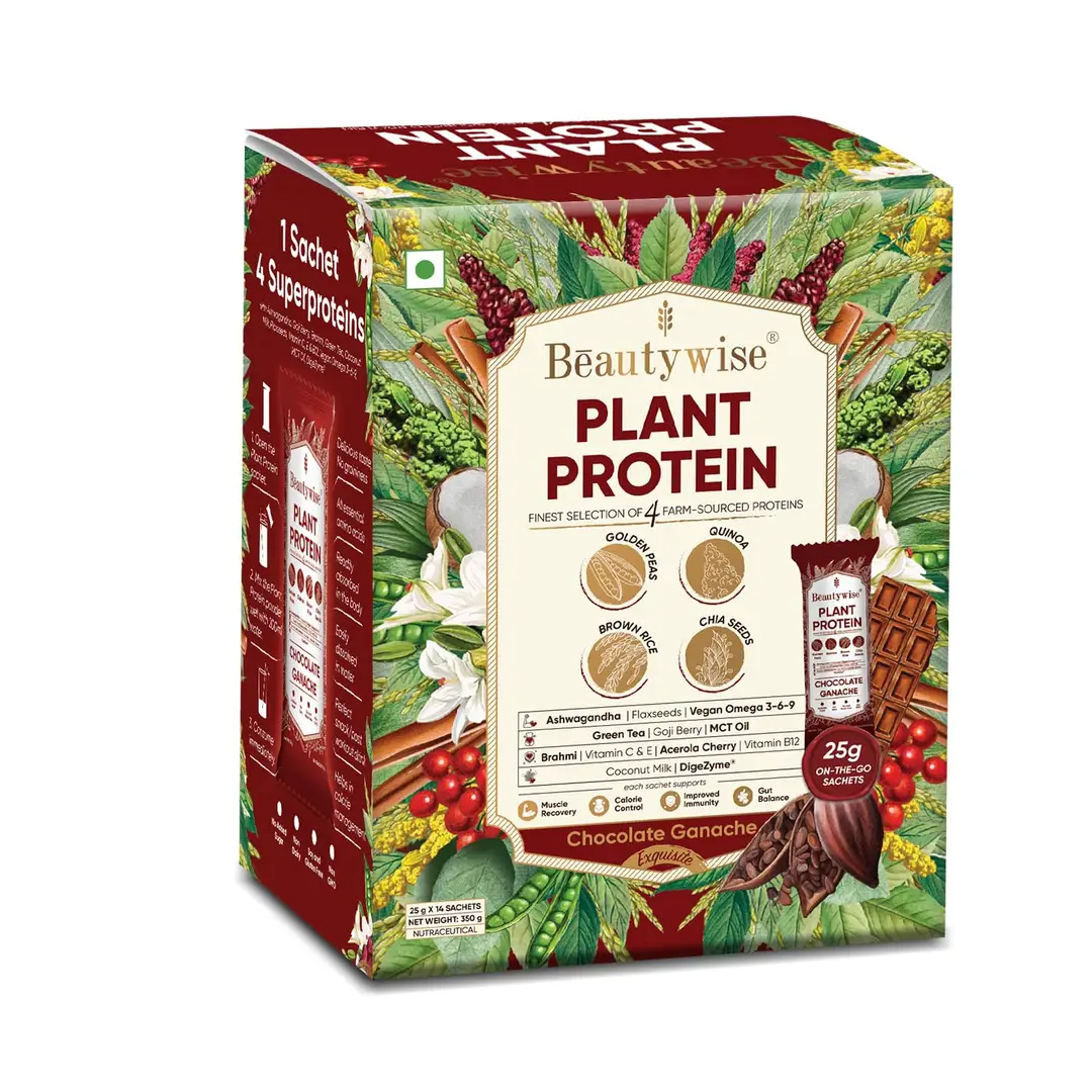 Beautywise Plant Protein with Ashwagandha,Brahmi for Lean Muscle Mass - Chocolate Ganache