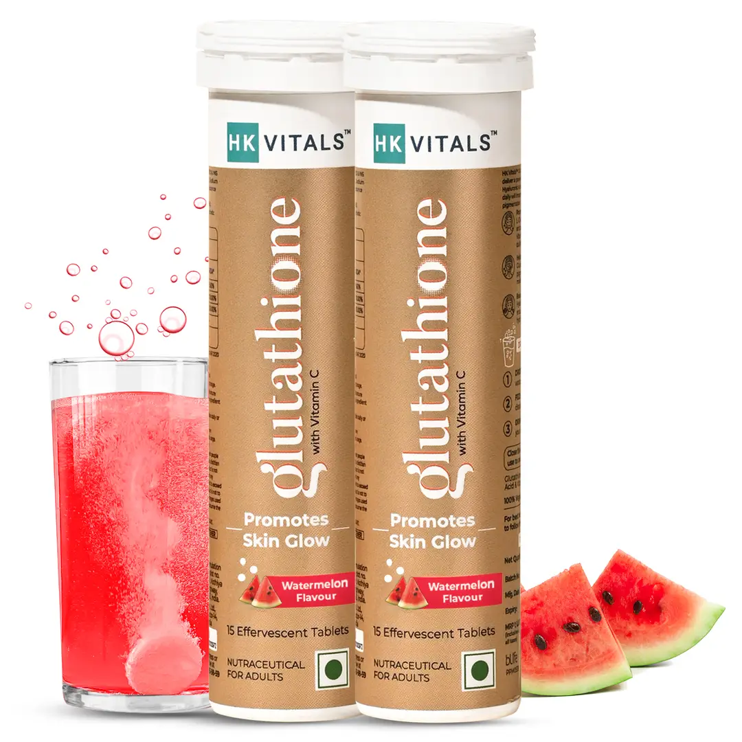 hk vitals Glutathione (Effervescent Tablets) | L-Glutathione Tablets with Vitamin C & E | For Skin Glow & Hydration - Watermelon,30 Effervescent Tablets