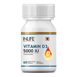 INLIFE - Vitamin D3 Cholecalciferol Supplement for Men Women 5000 IU - 60 Liquid Filled Capsules icon