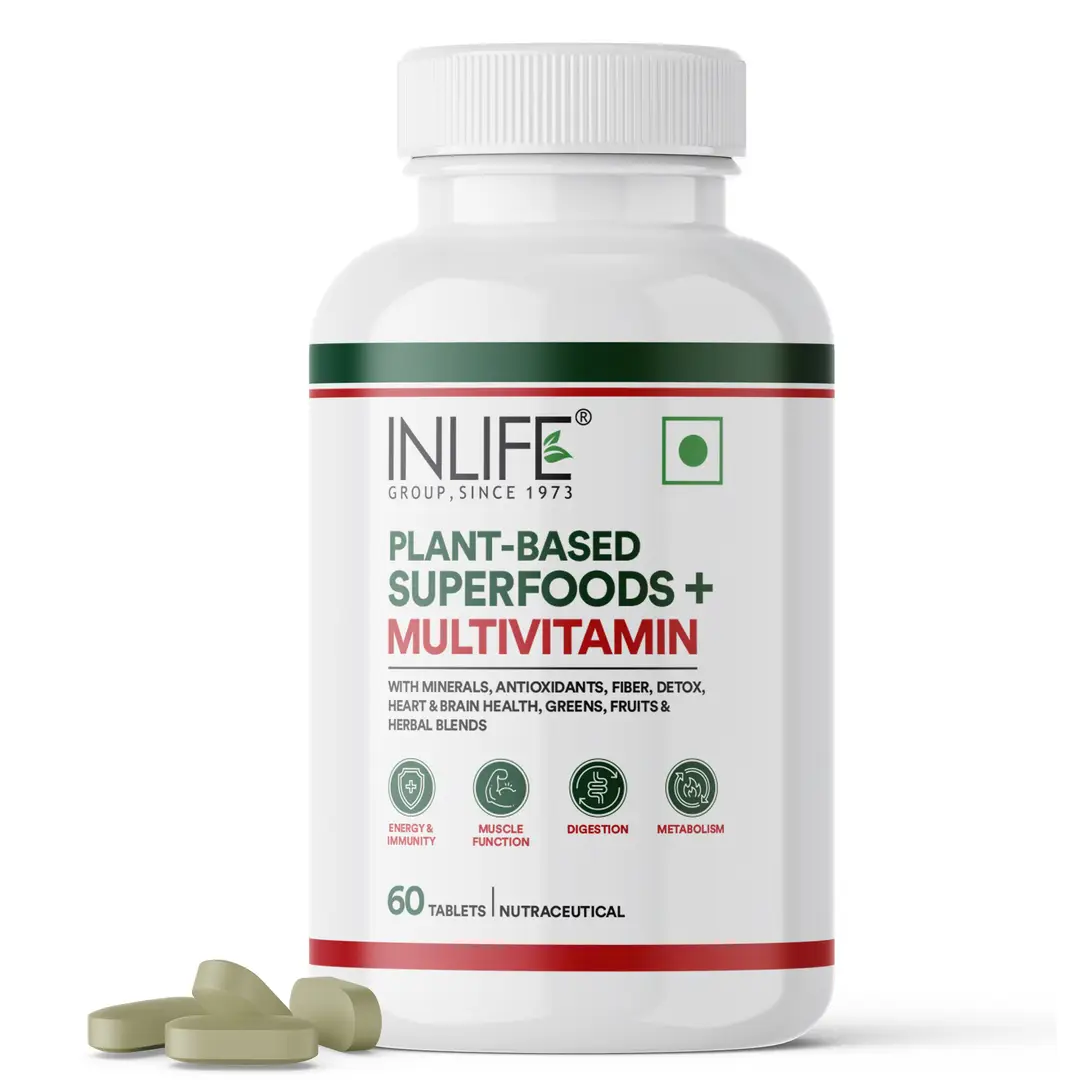 Inlife Plant Based Multivitamin with Vitamins B12, D3 for Immunity and Energy - Pack of 1(60 Tablets)