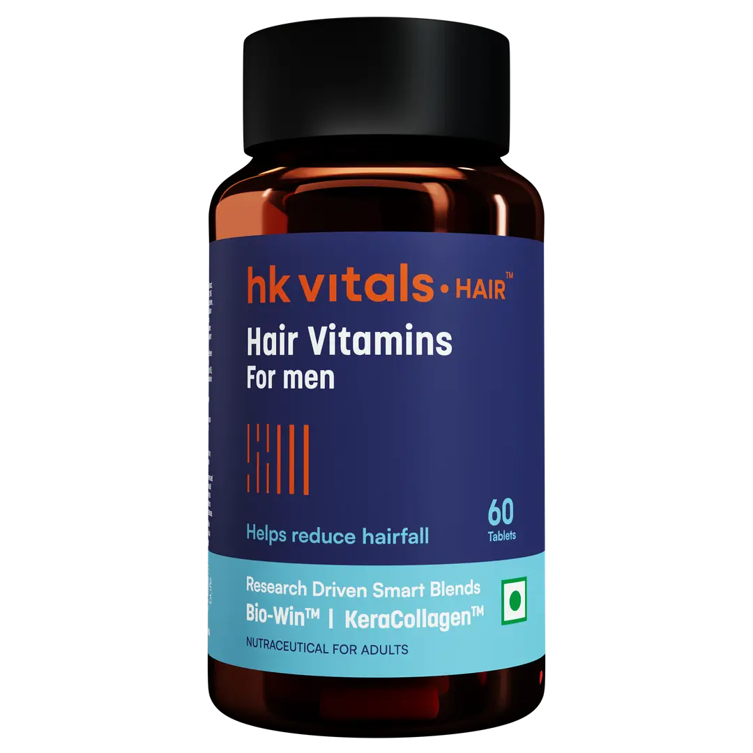 hk vitals Hair Vitamin with DHT Blockers (60 Capsules) | Omega & Biotin, Supports Keratin Synthesis & Helps Reduce Hair Fall - Pack of 1 (60 Capsules)
