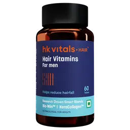hk vitals Hair Vitamin with DHT Blockers (60 Capsules) | Omega & Biotin, Supports Keratin Synthesis & Helps Reduce Hair Fall
