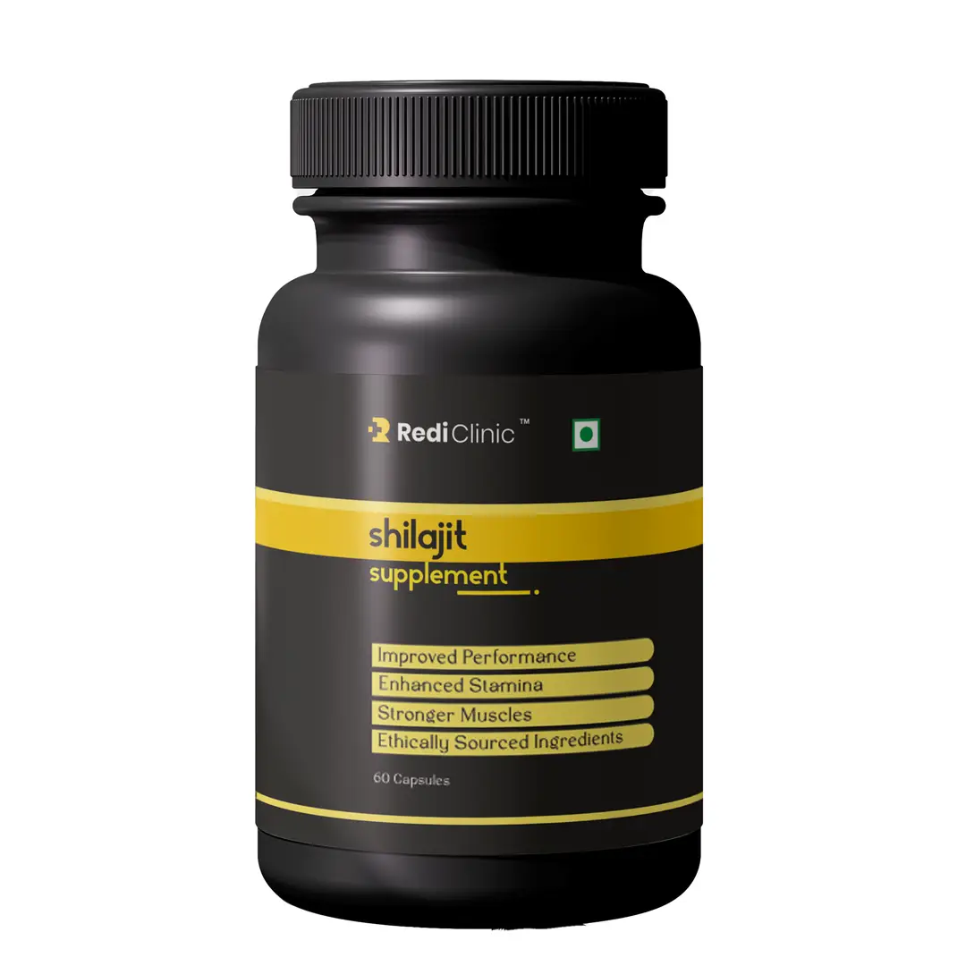 RediClinic Shilajit for Stamina, Muscle Growth and Energy - Pack of 1 (60 Capsules)