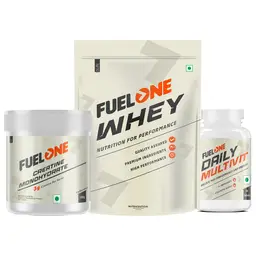 Fuel One Whey Protein, (Chocolate, 1kg ), Daily Multivitamin, 30 Tablets & Creatine Monohydrate (Unflavoured, 100g)  