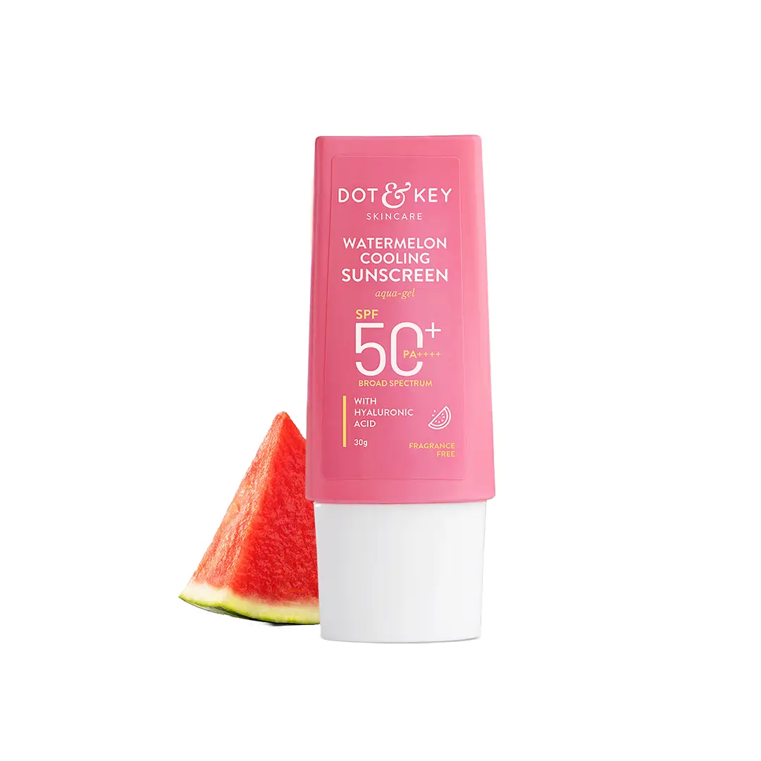 Dot & Key Watermelon Hyaluronic Cooling Sunscreen SPF 50 PA+++ with UV + Blue Light Protection, Lightweight, No White Cast for Moisturized Skin and Boosts Vitamin D Absorption - 30 gm