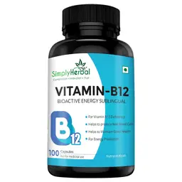 Simply Herbal Vitamin B12 Methylcobalamin Capsules for Produce Red Blood Cells, Maintain Good Health, Boost Energy, Heart Health - 100 Capsules icon