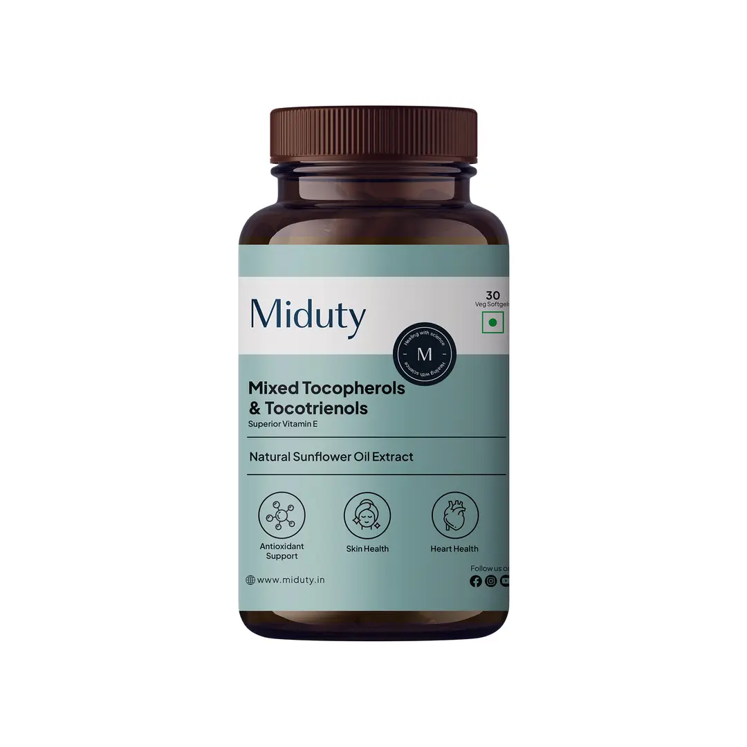 Miduty Mixed Tocopherols & Tocotrienols - Vitamin E - Antioxidant - Heart & Skin Health - 30 Softgel - Mixed Tocopherols & Tocotrienols