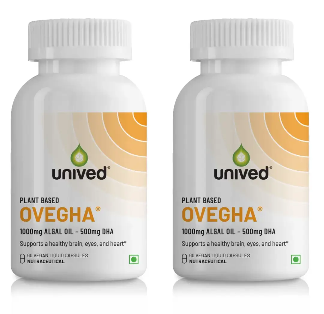Unived - Ovegha - With Algal Oil - For Reducing The Risk Of Cardiovascular Diseases - Pack of 2(120 Capsules)