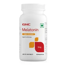 GNC Melatonin Timed Release With Vitamin B6 | Maintains Healthy Sleep Cycle | Ensures Undisturbed Sleep | Improves Mood | Helps in Relaxation | Formulated in USA | 3mg Per Serving icon