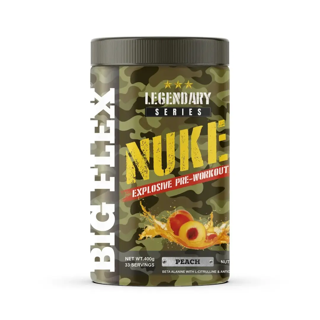 Bigflex Nuke Explosive Pre-Workout for Increased Strength and Focus - Peach,400 gm